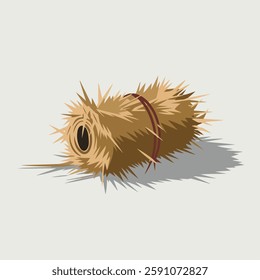 A Flat-Style Dried hay on a Plain White Background
