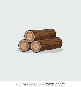 A Flat-Style Firewood log on a Plain White Background