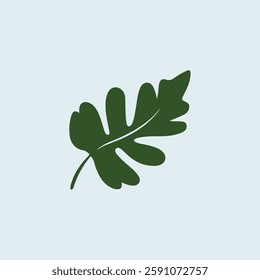 A Flat-Style Fresh green leaf on a Plain White Background