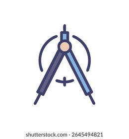 The flat-style graphic depicts a compass with its arms forming an A shape. Set against a stark White Background.