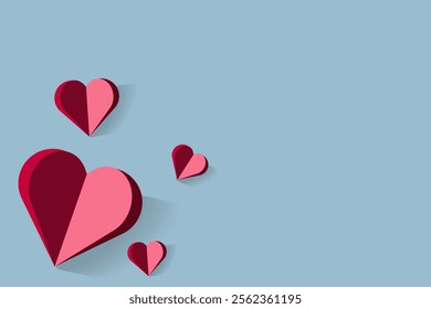 A flat-style heart graphic with contrasting shades of red and pink, creating a simple and modern aesthetic.