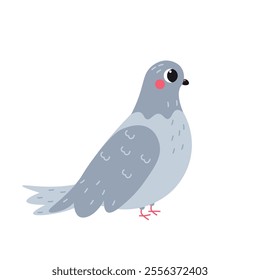 Flat-style illustration of a cute and elegant pigeon standing gracefully. Perfect for Valentine’s Day, nature projects, greeting cards, or animal-themed designs.