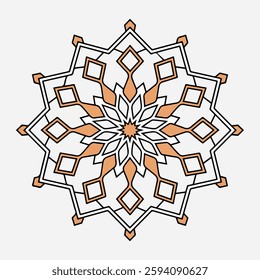 A Flat-Style Islamic geometric pattern on a Plain White Background