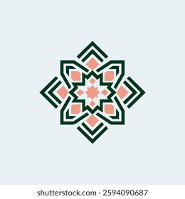 A Flat-Style Islamic geometric pattern on a Plain White Background