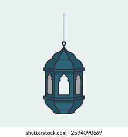 A Flat-Style Islamic lantern (Fanous) on a Plain White Background