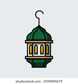 A Flat-Style Islamic lantern (Fanous) on a Plain White Background