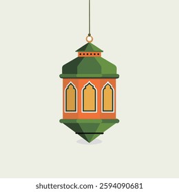 A Flat-Style Islamic lantern (Fanous) on a Plain White Background