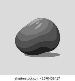 A Flat-Style Large river stone on a Plain White Background