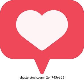 A flat-style like icon with a heart in a speech bubble. Perfect for social media graphics, stickers, badges, app UI, notifications, reactions, or communication-themed designs.