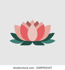 A Flat-Style Lotus on a Plain White Background