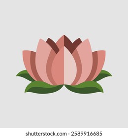 A Flat-Style Lotus on a Plain White Background