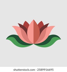 A Flat-Style Lotus on a Plain White Background