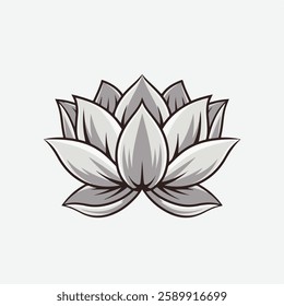 A Flat-Style Lotus on a Plain White Background