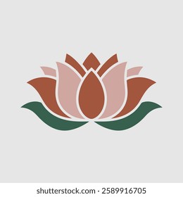 A Flat-Style Lotus on a Plain White Background