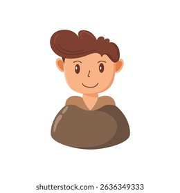 A flat-style male avatar illustration featuring a smiling young man with brown hair