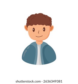 A flat-style male avatar illustration featuring a smiling young man with brown hair