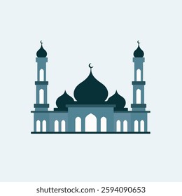 A Flat-Style Mosque on a Plain White Background