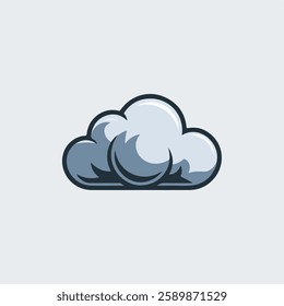 A Flat-Style overcast clouds on a Plain White Background