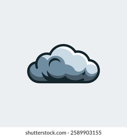 A Flat-Style overcast clouds on a Plain White Background