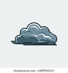 A Flat-Style overcast clouds on a Plain White Background