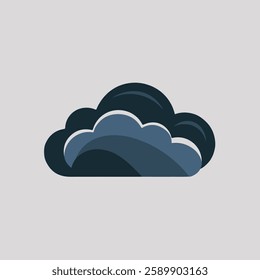 A Flat-Style overcast clouds on a Plain White Background