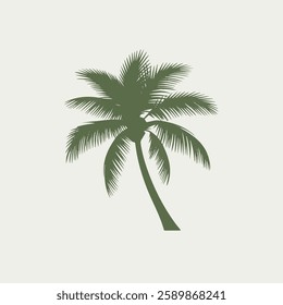 A Flat-Style Palm tree on a Plain White Background