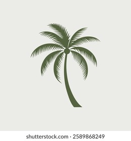 A Flat-Style Palm tree on a Plain White Background