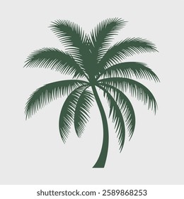 A Flat-Style Palm tree on a Plain White Background