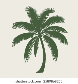 A Flat-Style Palm tree on a Plain White Background
