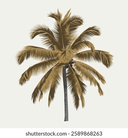 A Flat-Style Palm tree on a Plain White Background