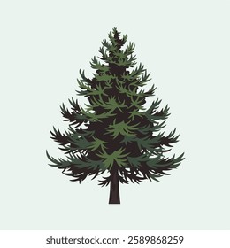 A Flat-Style Pine tree on a Plain White Background