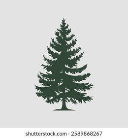 A Flat-Style Pine tree on a Plain White Background