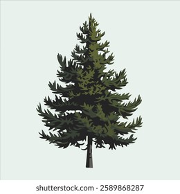 A Flat-Style Pine tree on a Plain White Background