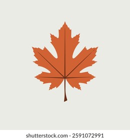 A Flat-Style Red autumn leaf on a Plain White Background