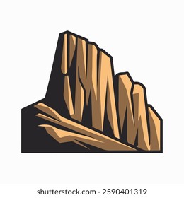 A Flat-Style Rocky mountain on a Plain White Background