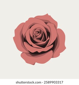 A Flat-Style rose flower on a Plain White Background