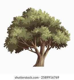 A Flat-Style short tree on a Plain White Background