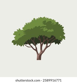 A Flat-Style short tree on a Plain White Background