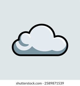 A Flat-Style Small Cloud on a Plain White Background
