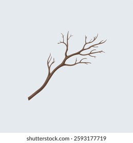 A Flat-Style Small dry twig on a Plain White Background