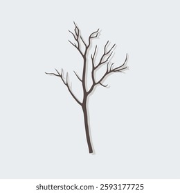 A Flat-Style Small dry twig on a Plain White Background