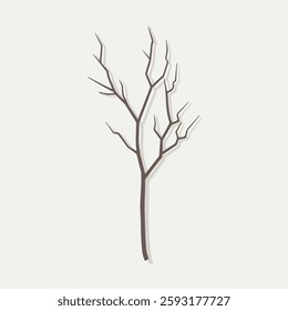 A Flat-Style Small dry twig on a Plain White Background