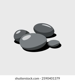 A Flat-Style Small smooth pebble on a Plain White Background
