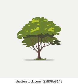 A Flat-Style Small tree on a Plain White Background