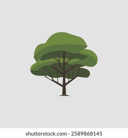 A Flat-Style Small tree on a Plain White Background