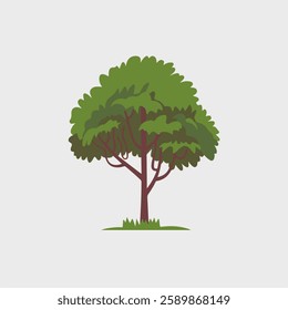 A Flat-Style Small tree on a Plain White Background