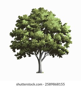 A Flat-Style Small tree on a Plain White Background