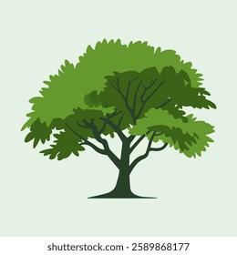 A Flat-Style Small tree on a Plain White Background