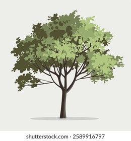 A Flat-Style Sparse tree on a Plain White Background