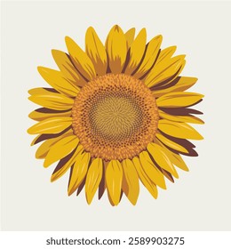 A Flat-Style Sunflower on a Plain White Background